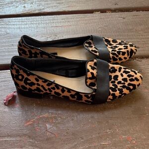 Zara Black and Tan Leopard Print Loafers